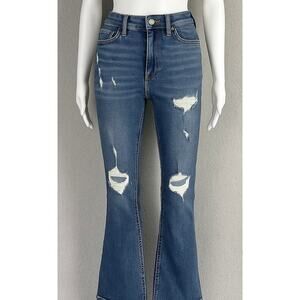 Forever 21 Women's Distressed Flare‎ Jeans Size 27 Blue Y2K Casual Grunge NEW